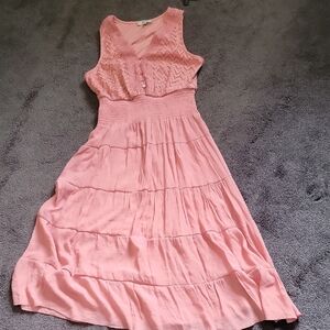 Pink Tiered Ruffled Maxi Sundress